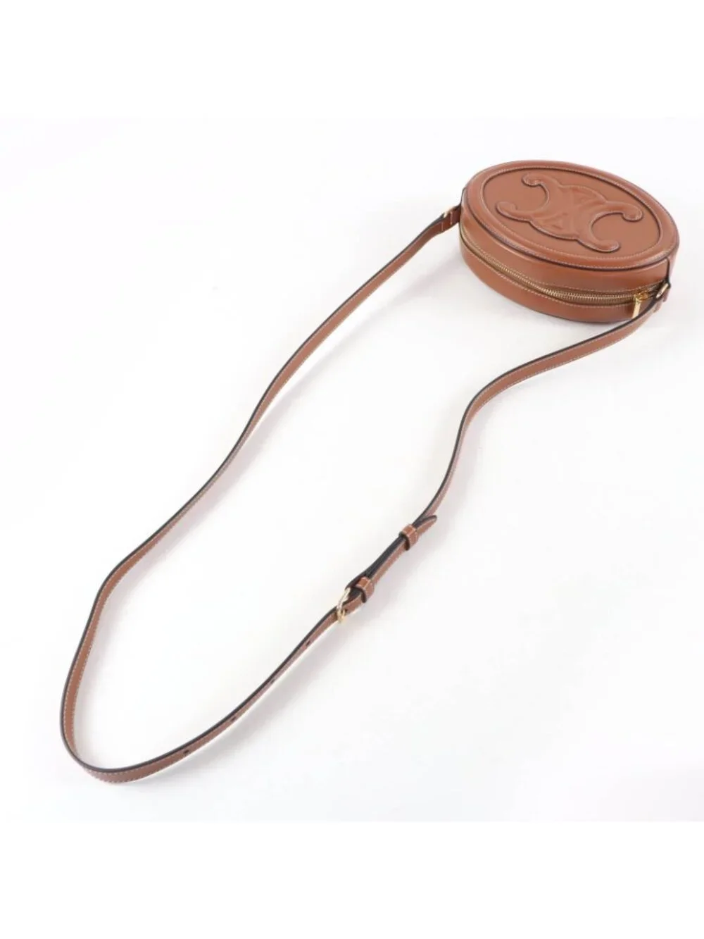 Celine Cuir Triomphe Oval Pass Leather Shoulder Bag Tan - Picture 5 of 12